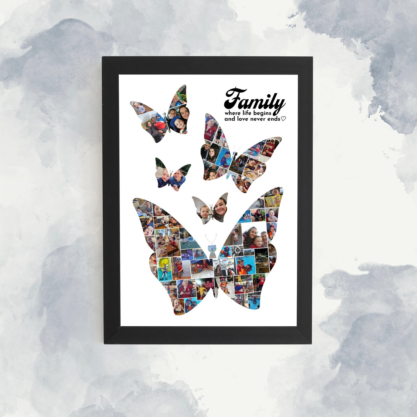 Butterfly Personalised Photo Collage, Butterfly Collage Print, Family Wall Art, Family Photo Collage, Memory Montage, Family Photo Print