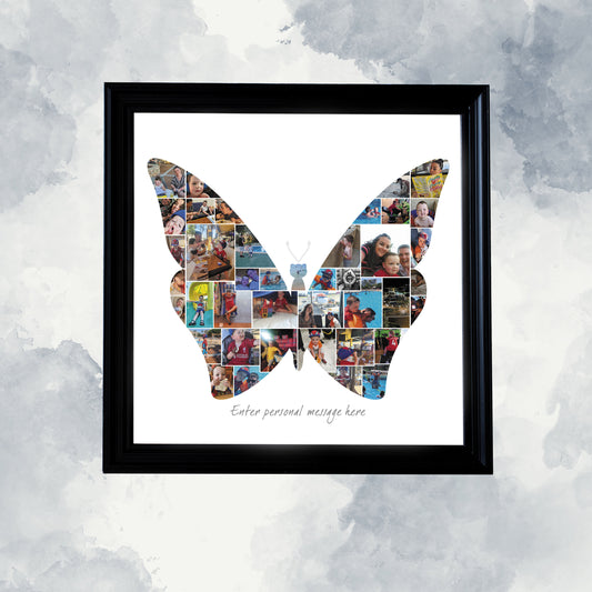 Butterfly Photo Collage, Butterfly Collage Print, Animal Print, Personalised Family Wall Art, Custom Family Photo Collage, Family Photo