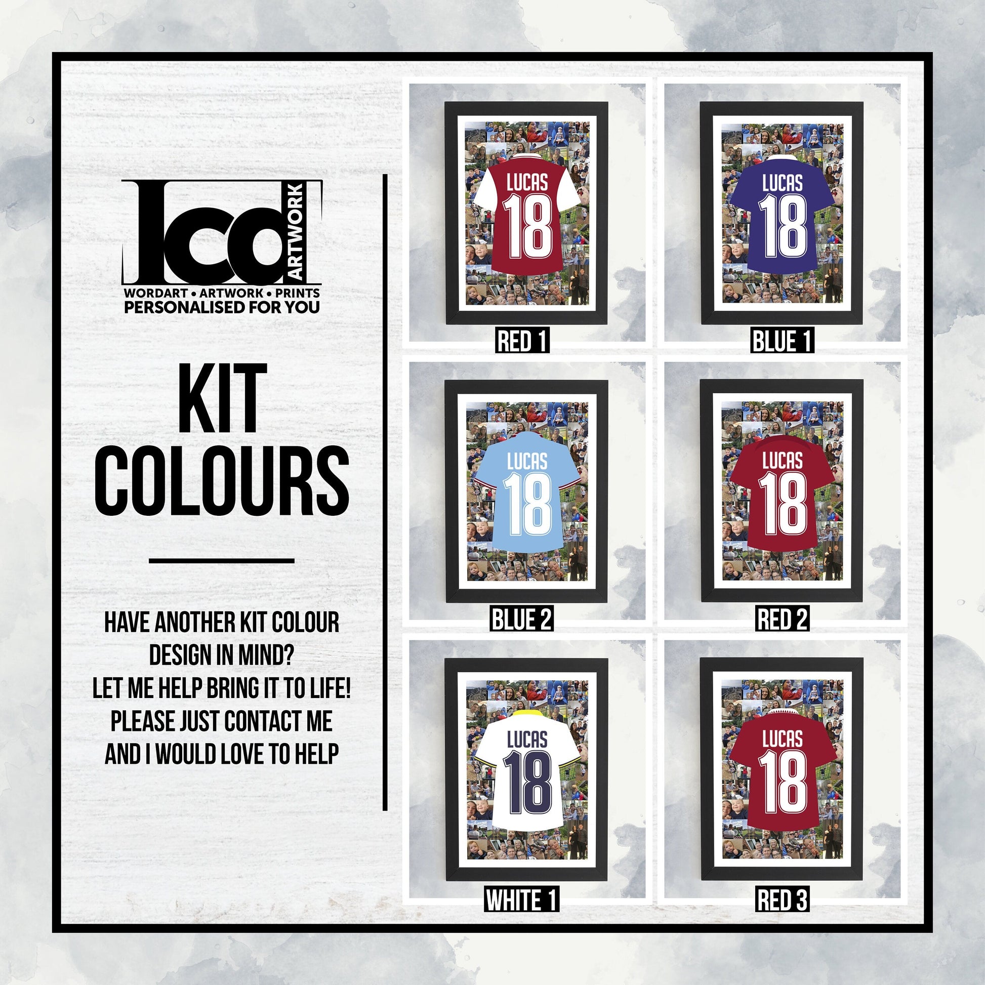 Custom Photo Collage 18th Birthday Football Shirt Framed Print - Personalised Gift for Football Fans, 18th birthday gift - Sports Gift