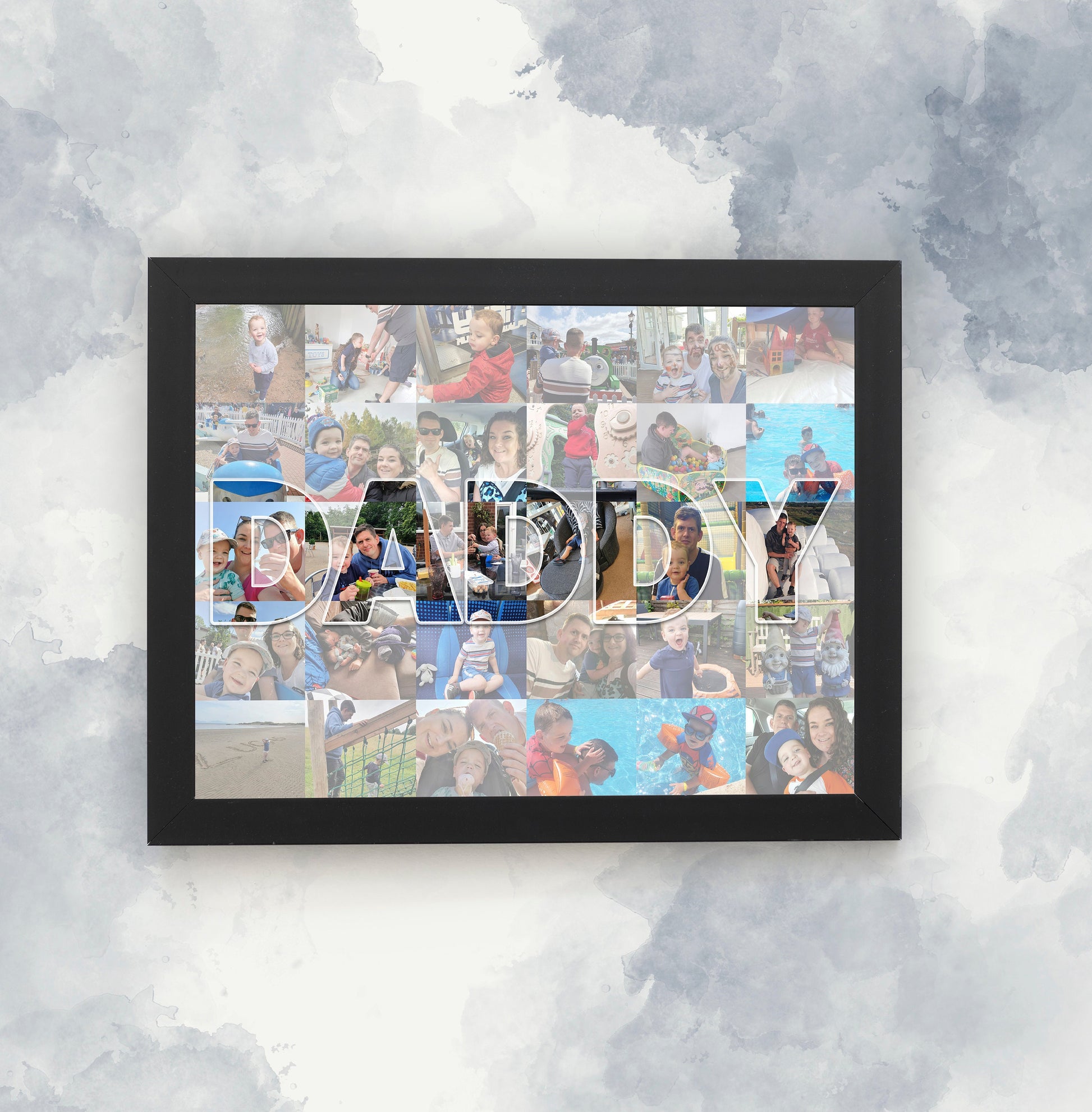 Personalised daddy photo collage, image mosaic print, Fathers day gift, Photo gift for dad, Photo memories, Sentimental Gift, Framed print