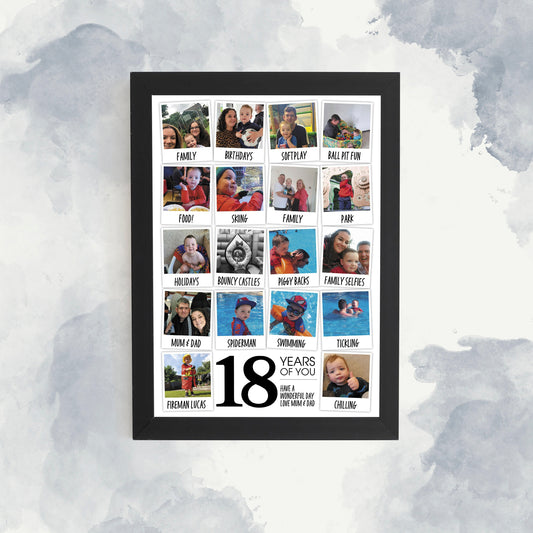 18 Years of you, Personalised Photo Collage, 18th Birthday Present, Framed Photo Prints, 18th Gift for Boy or Girl, Memories Image Print.