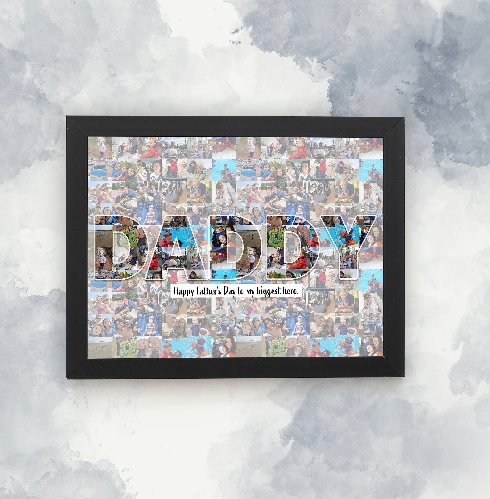 Personalised daddy photo collage, image mosaic print, Fathers day gift, Photo gift for dad, Photo memories, Sentimental Gift, Framed print