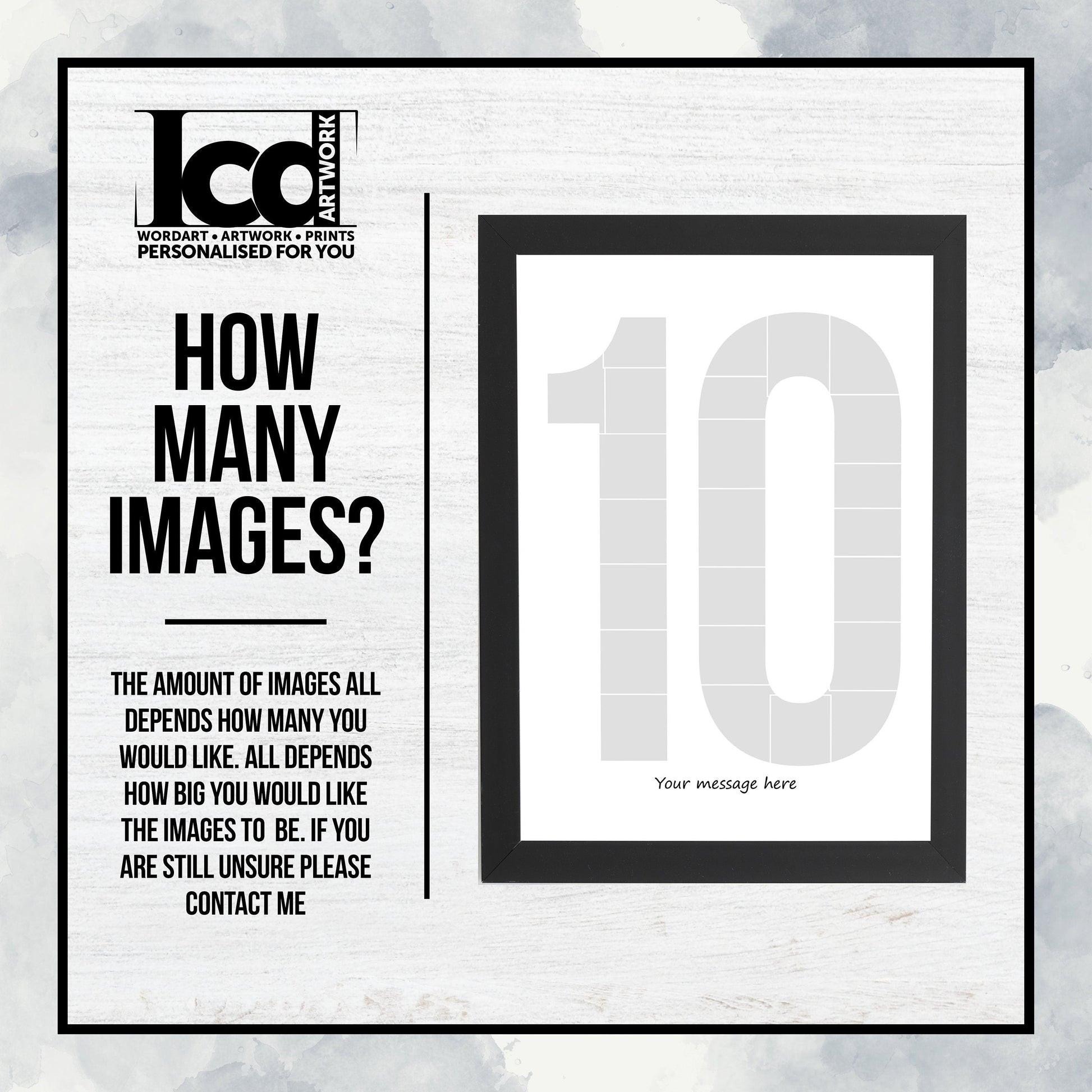 Personalised Number 10 Print, 10th Birthday Photo Collage, 10th Anniversary Digital Print, Framed 10th Print, Celebration Home Décor