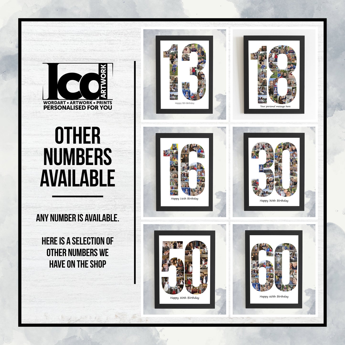 Personalised Number 10 Print, 10th Birthday Photo Collage, 10th Anniversary Digital Print, Framed 10th Print, Celebration Home Décor
