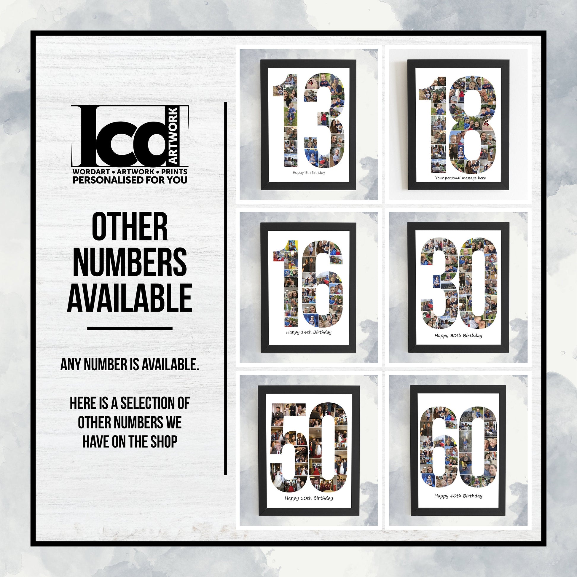 Personalised Number 10 Print, 10th Birthday Photo Collage, 10th Anniversary Digital Print, Framed 10th Print, Celebration Home Décor