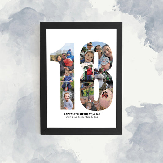 18th Photo Collage, 18th Birthday Gift, Personalised 18th gift, Gift for Son, Daughter & Friends, Framed Home Décor, Custom 18th Design