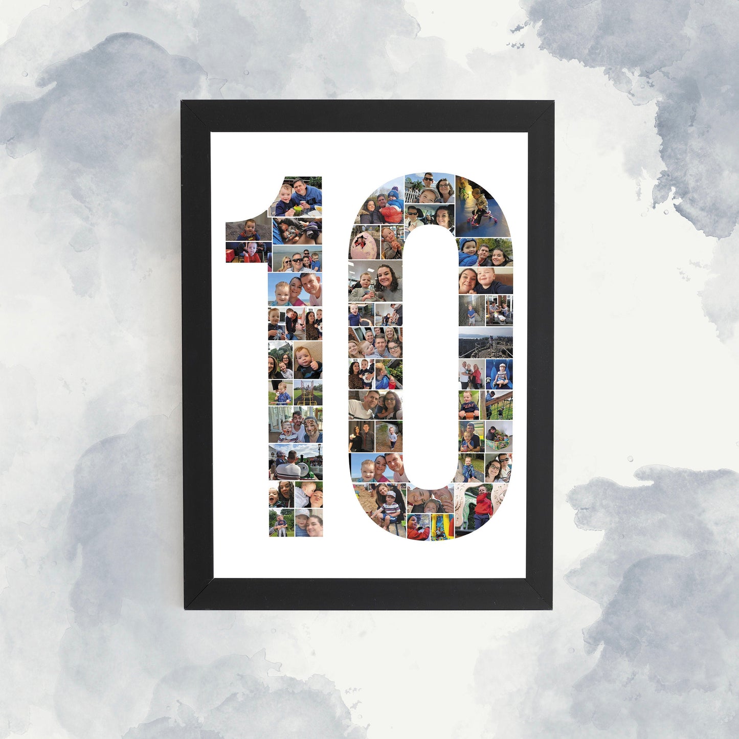 Personalised Number 10 Print, 10th Birthday Photo Collage, 10th Anniversary Digital Print, Framed 10th Print, Celebration Home Décor