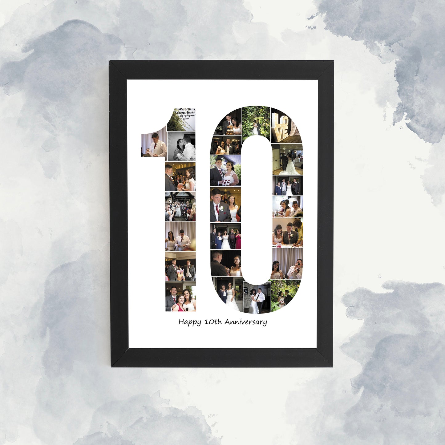 Personalised Number 10 Print, 10th Birthday Photo Collage, 10th Anniversary Digital Print, Framed 10th Print, Celebration Home Décor