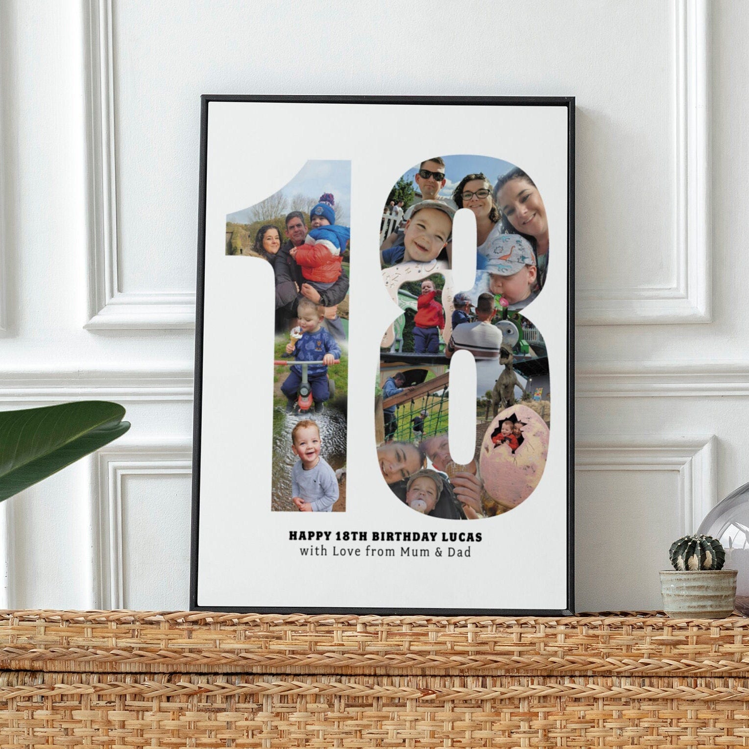 18th Photo Collage, 18th Birthday Gift, Personalised 18th gift, Gift for Son, Daughter & Friends, Framed Home Décor, Custom 18th Design