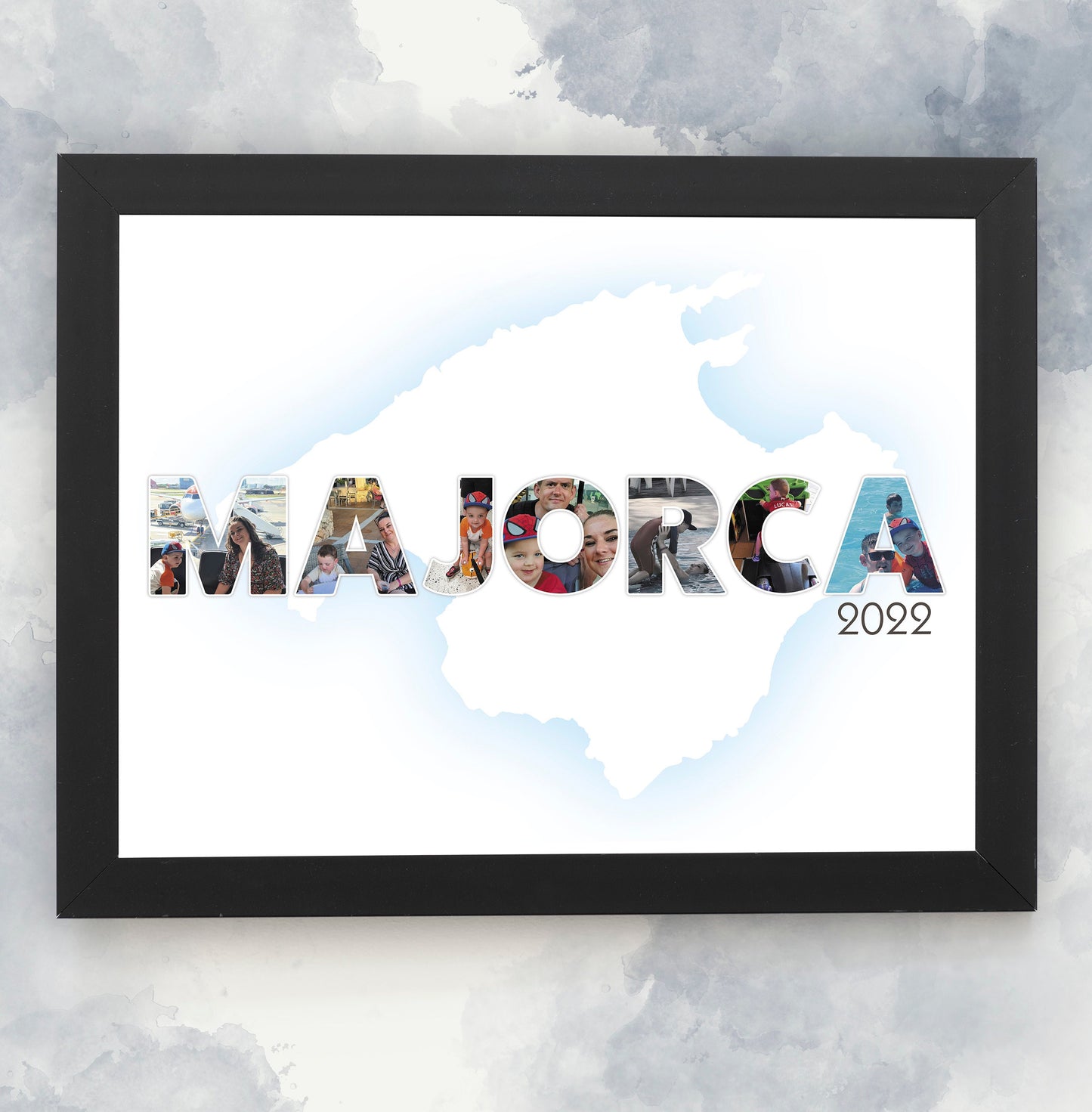 Personalised Country Name Photo Collage - Holiday Memories - Custom Design - Framed Photo Print -