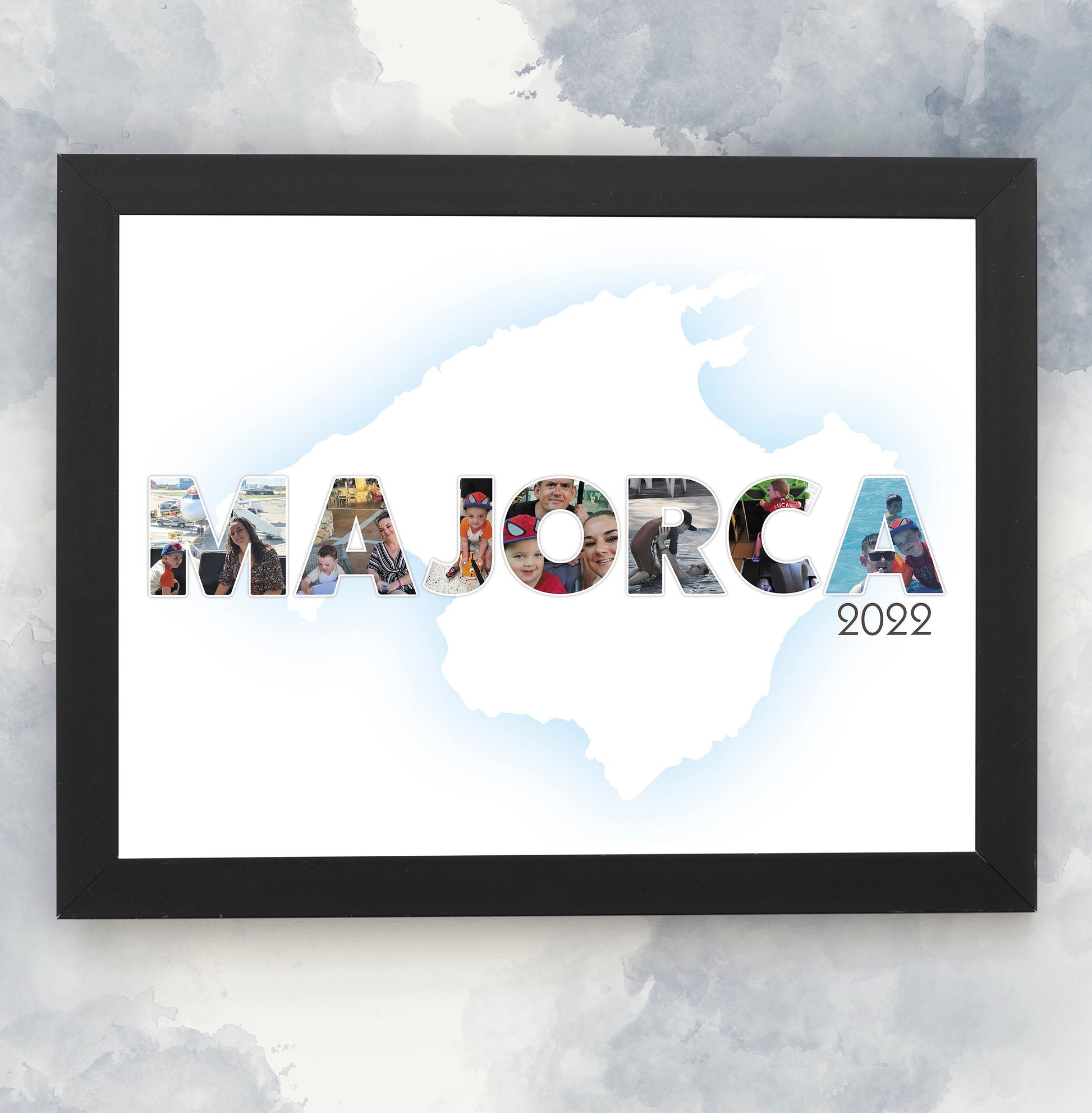 Personalised Country Name Photo Collage - Holiday Memories - Custom Design - Framed Photo Print -