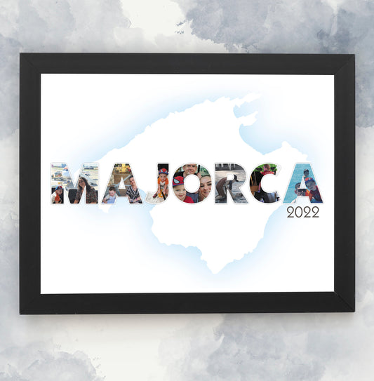 Personalised Country Name Photo Collage - Holiday Memories - Custom Design - Framed Photo Print -