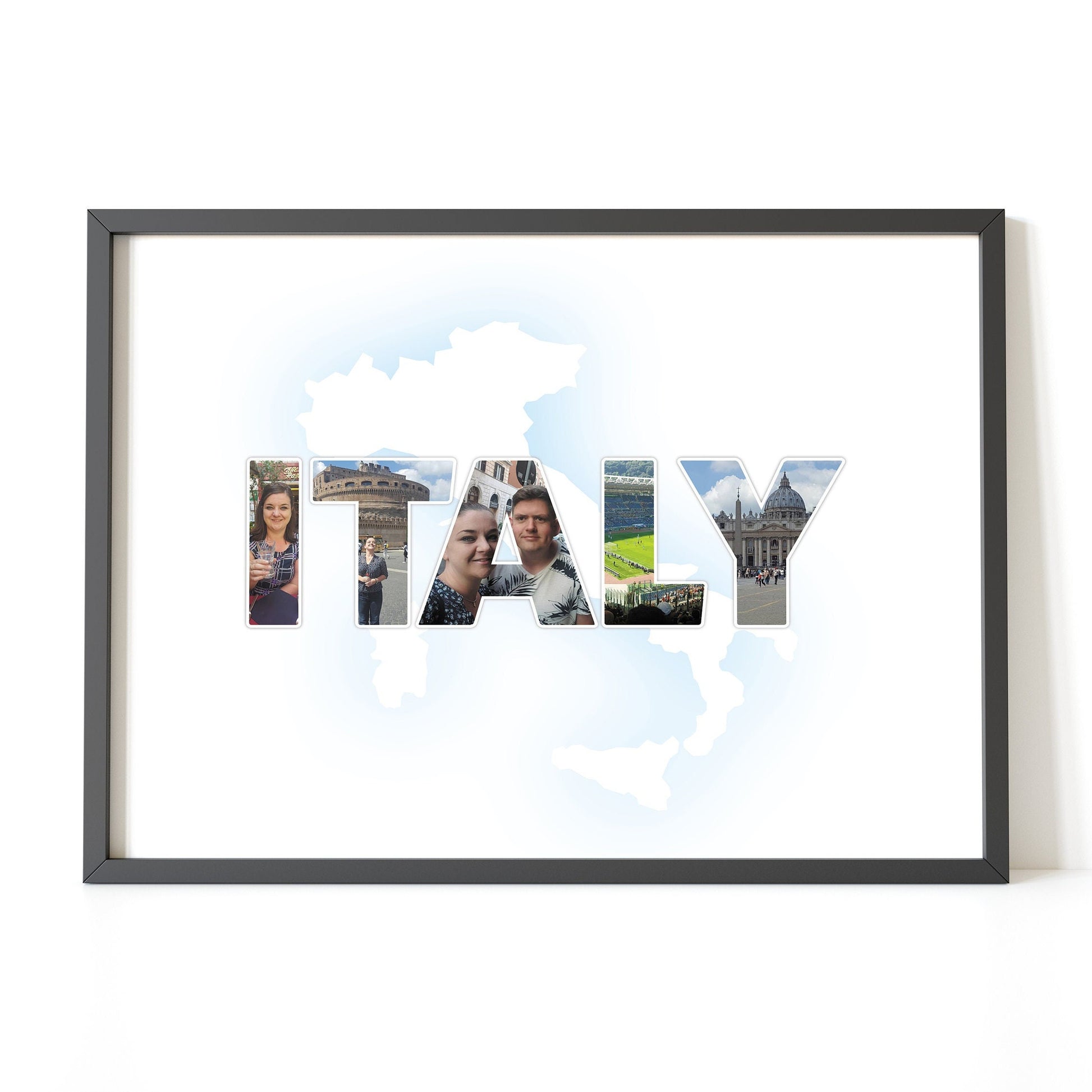 Personalised Country Name Photo Collage - Holiday Memories - Custom Design - Framed Photo Print -