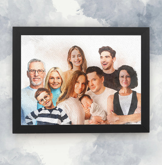 Family portrait photo collage, Merge of different images, Loss of loved ones gift, Combine images, Merge multiple photos