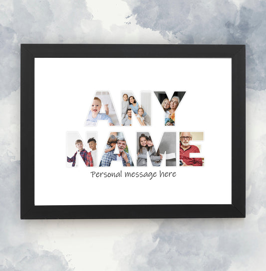 Any Word Photo Collage, Personalised Word Print, Custom Design your own Word, Custom Photo Collage, Framed Art Print, Unique Gifts