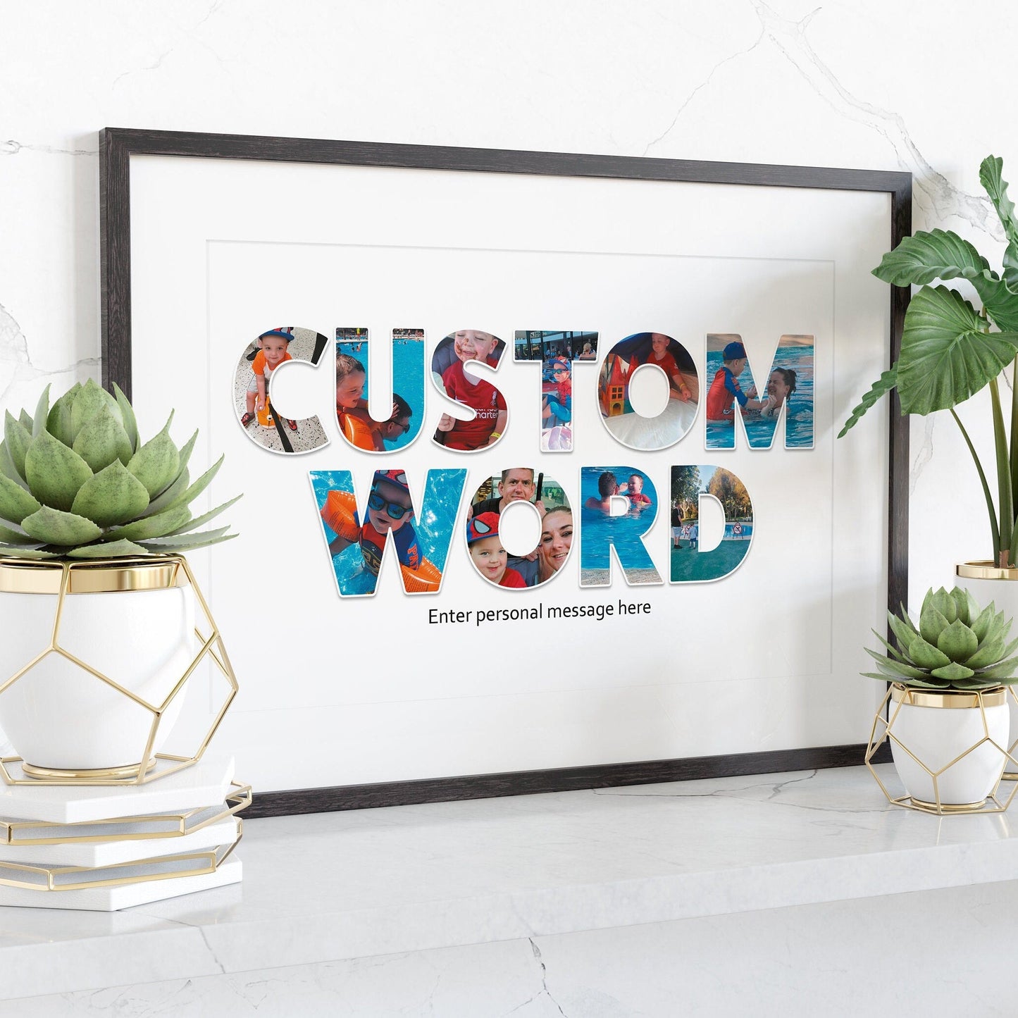 Personalised Letter Photo Collage, Customised Word Print, Choose Your Word, Custom Photo Collage, Framed Art Print, Unique Gifts