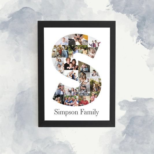 Letter S Photo Collage, Personalised Alphabet Print, Birthday Collage Letter Print, Family Image Collage, Kids Name Frame, Home Décor Art