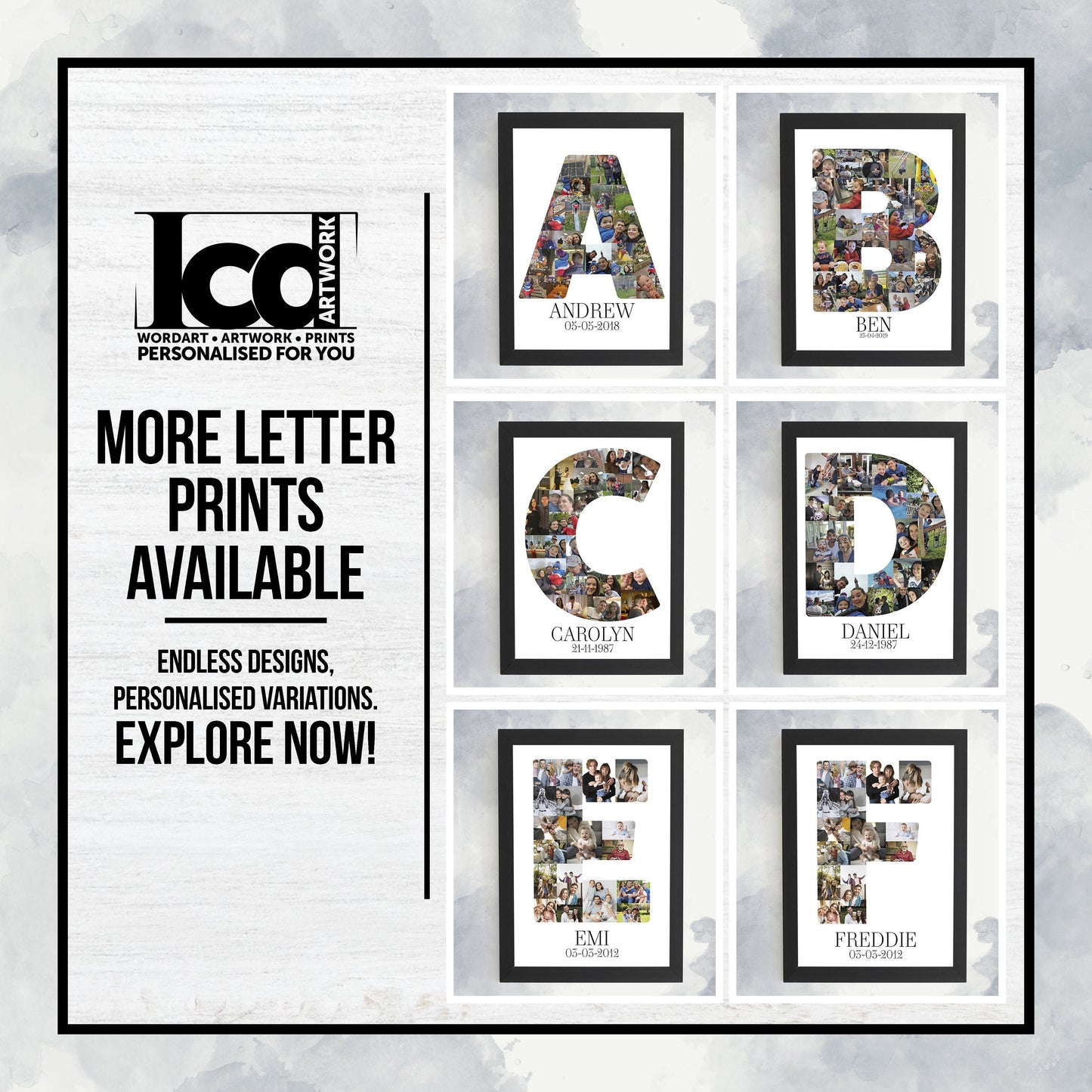 Letter I Personalised Photo Collage