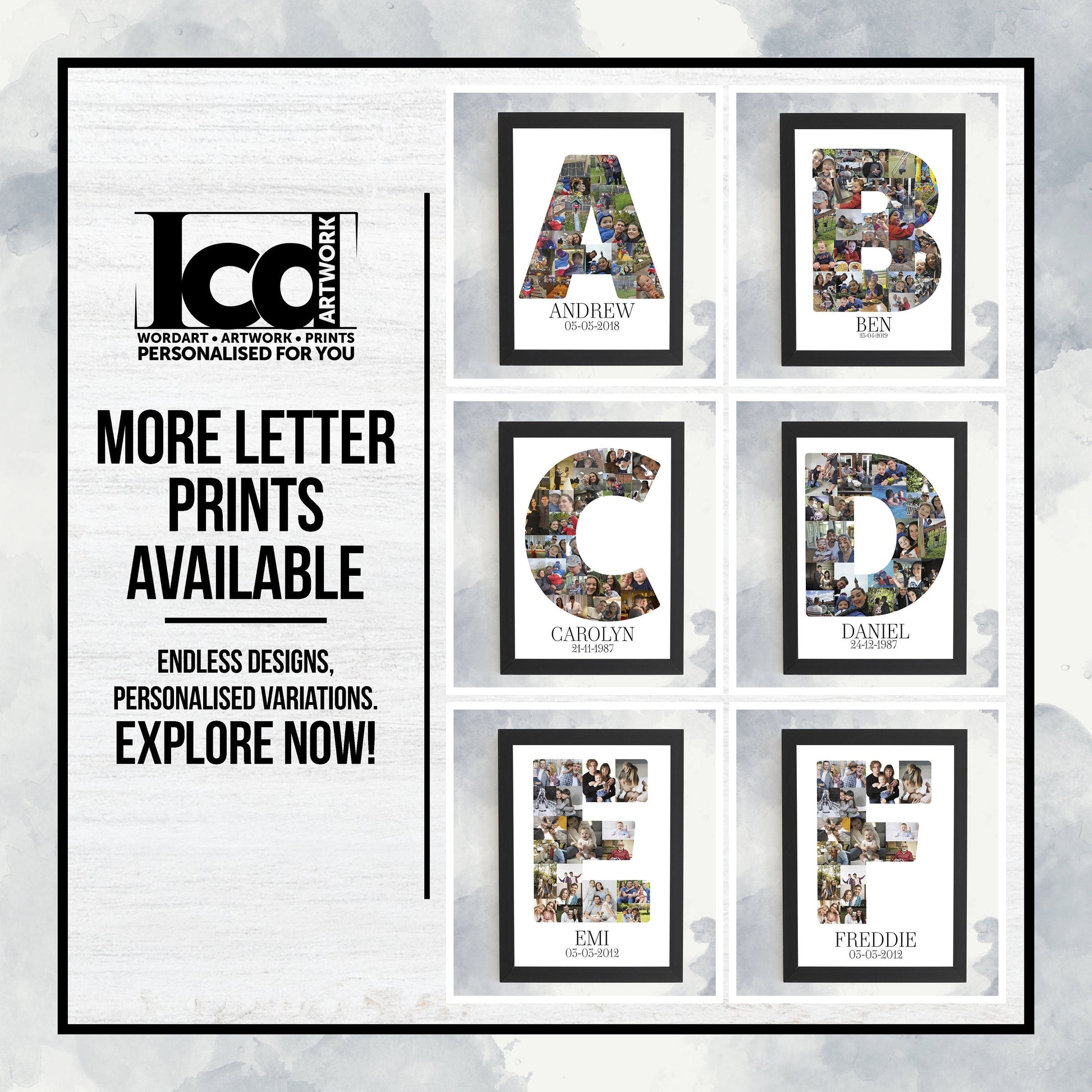 Letter I Personalised Photo Collage