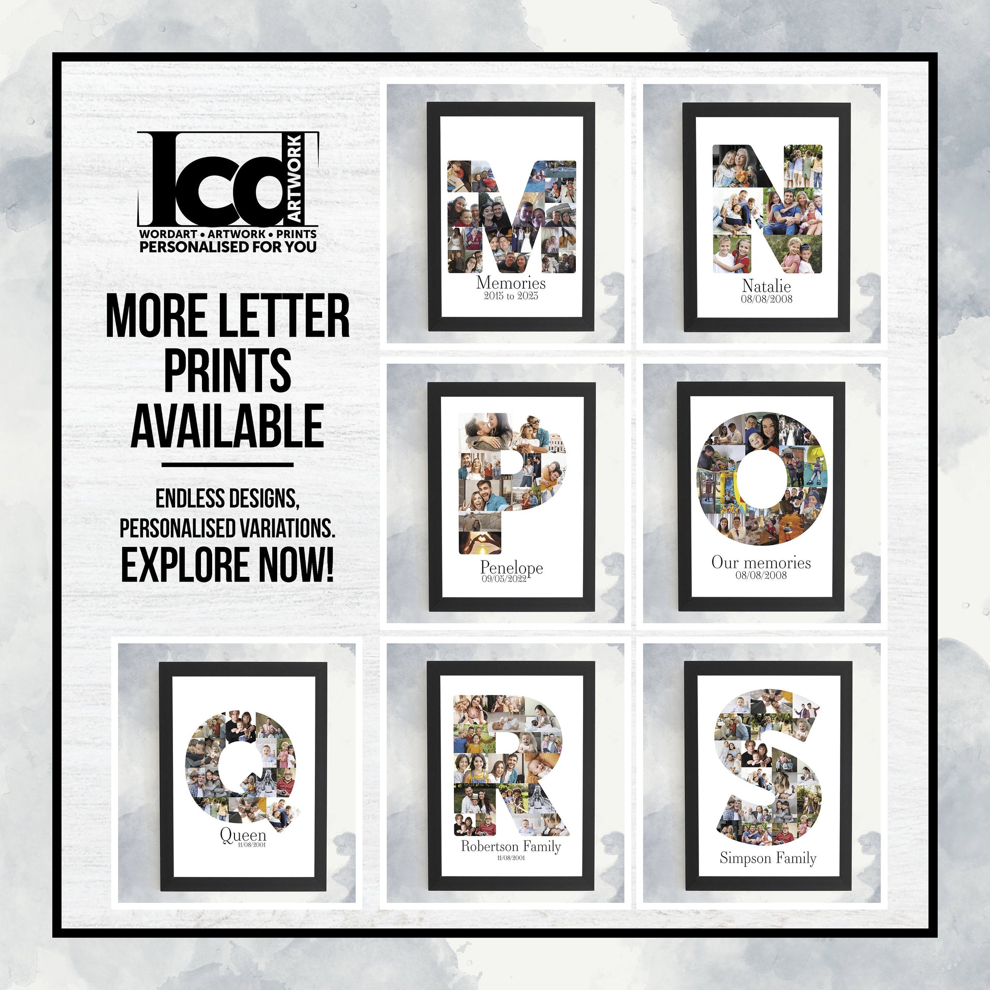 Letter I Personalised Photo Collage