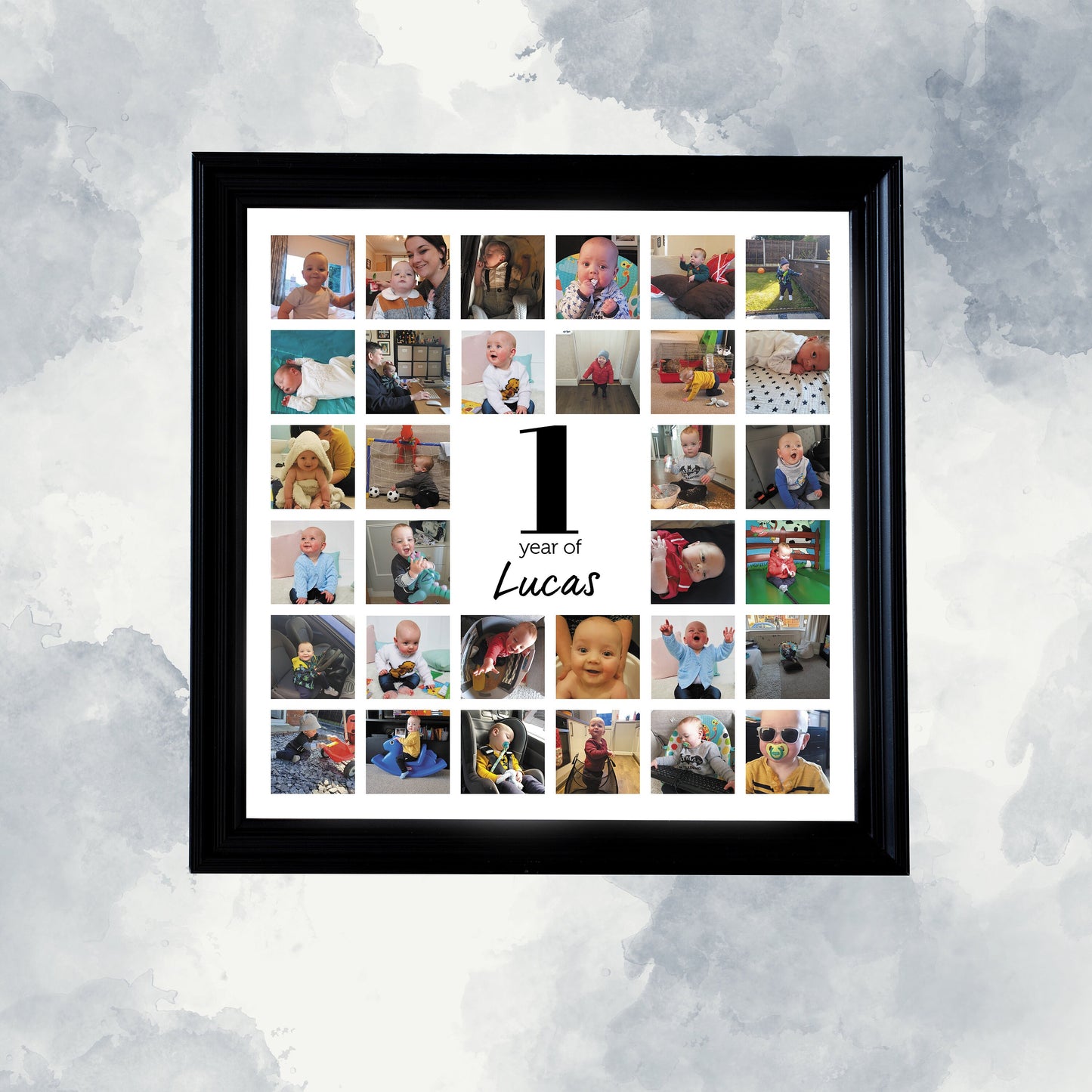 Personalised 1st Birthday Photo Collage Framed Print, 1st Birthday Gift, Personalised Gift, Nursery Print