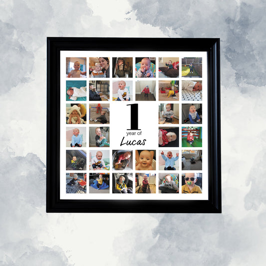 Personalised 1st Birthday Photo Collage Framed Print, 1st Birthday Gift, Personalised Gift, Nursery Print