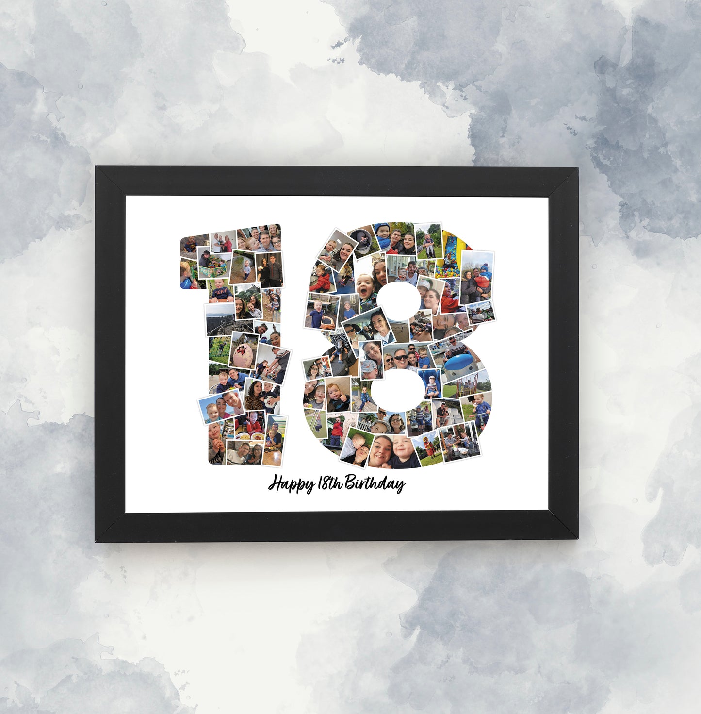 Personalised Number 50, 50th Birthday Photo Collage, Print and Framed, Photo Memories, Sentimental Birthday Gift & Home Décor