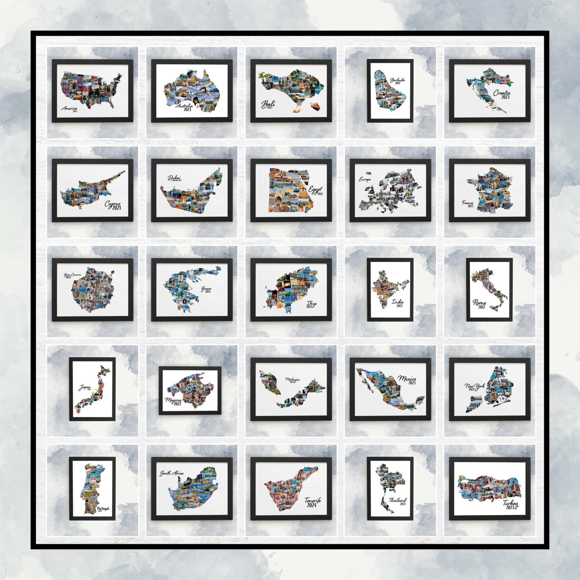 Personalised Map Photo Collage Print, France Holiday Photos, Family Memories, Home Décor, Wall Hanging Home Prints, Custom Made Photo Art