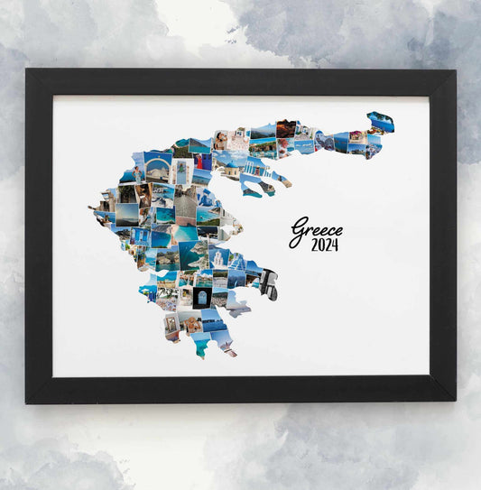 Greece Photo Collage, Personalised Holiday Print, Holiday Photo, Family Memories, Home Décor, Wall Hanging Home Print, Wall Art Custom Made