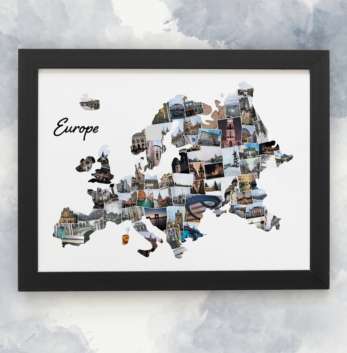 American Country Photo Collage, USA Silhouette Print, Holiday Photo Montage, Personalised Photo Print, Framed Family Holiday Photos