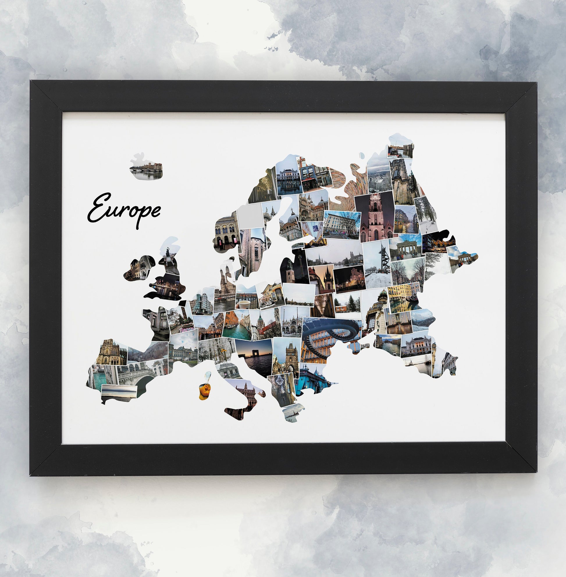 American Country Photo Collage, USA Silhouette Print, Holiday Photo Montage, Personalised Photo Print, Framed Family Holiday Photos