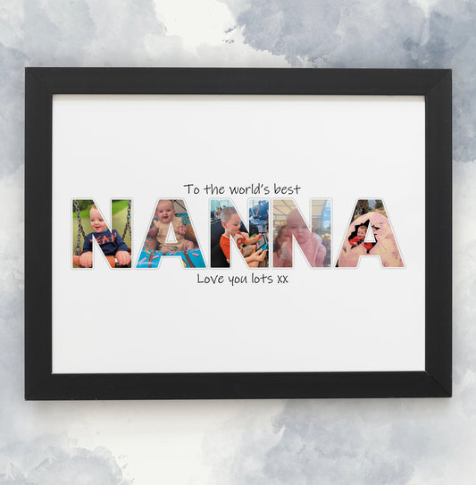Nanna Photo Frame, Personalised Nana Photo Print, Custom Gifts for Nanny, Family Digital Print, Christmas Gift for Grandma