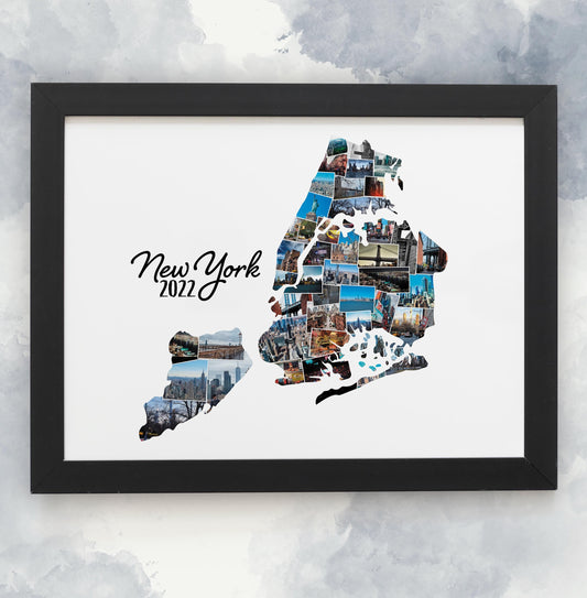 New York Photo Collage, Personalised City Print, City Break Art, Family Memories, Home Décor, Wall Hanging Home Print, Wall Art Custom Made