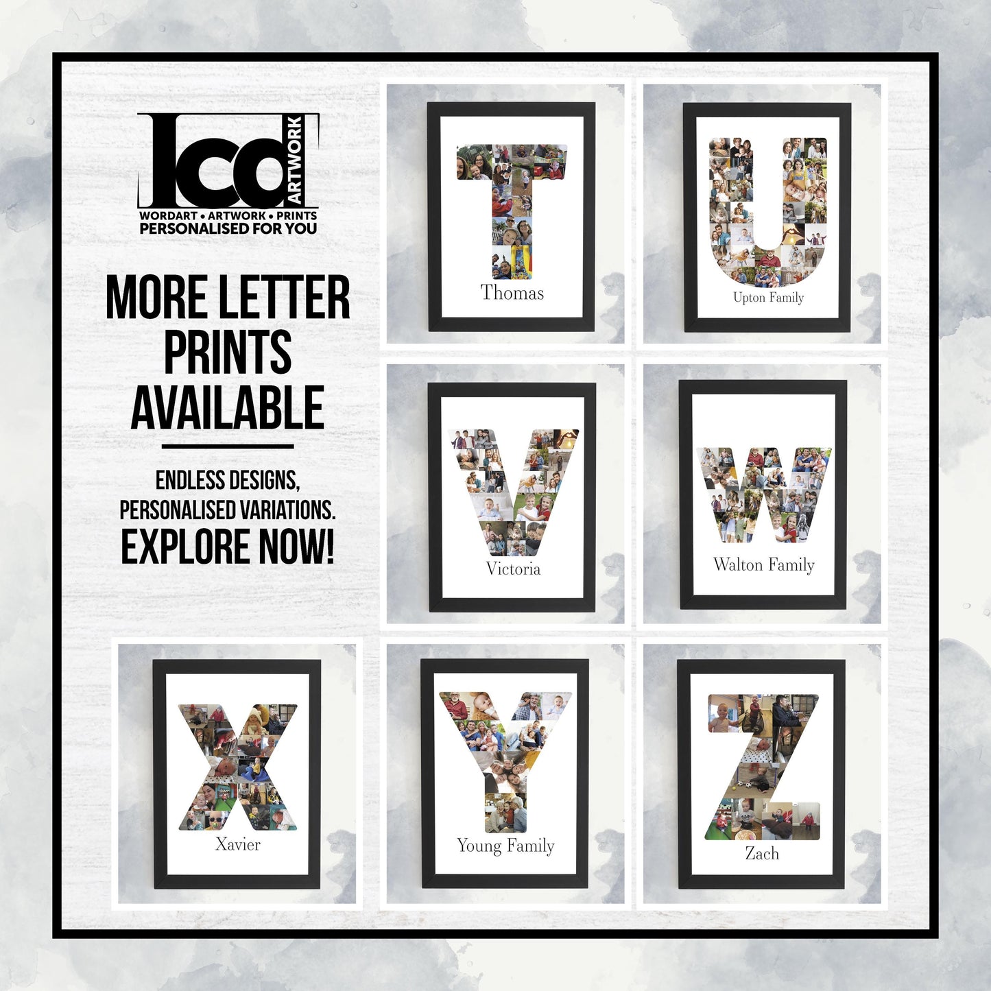 Personalised Photo Collage Wall Art Print Framed