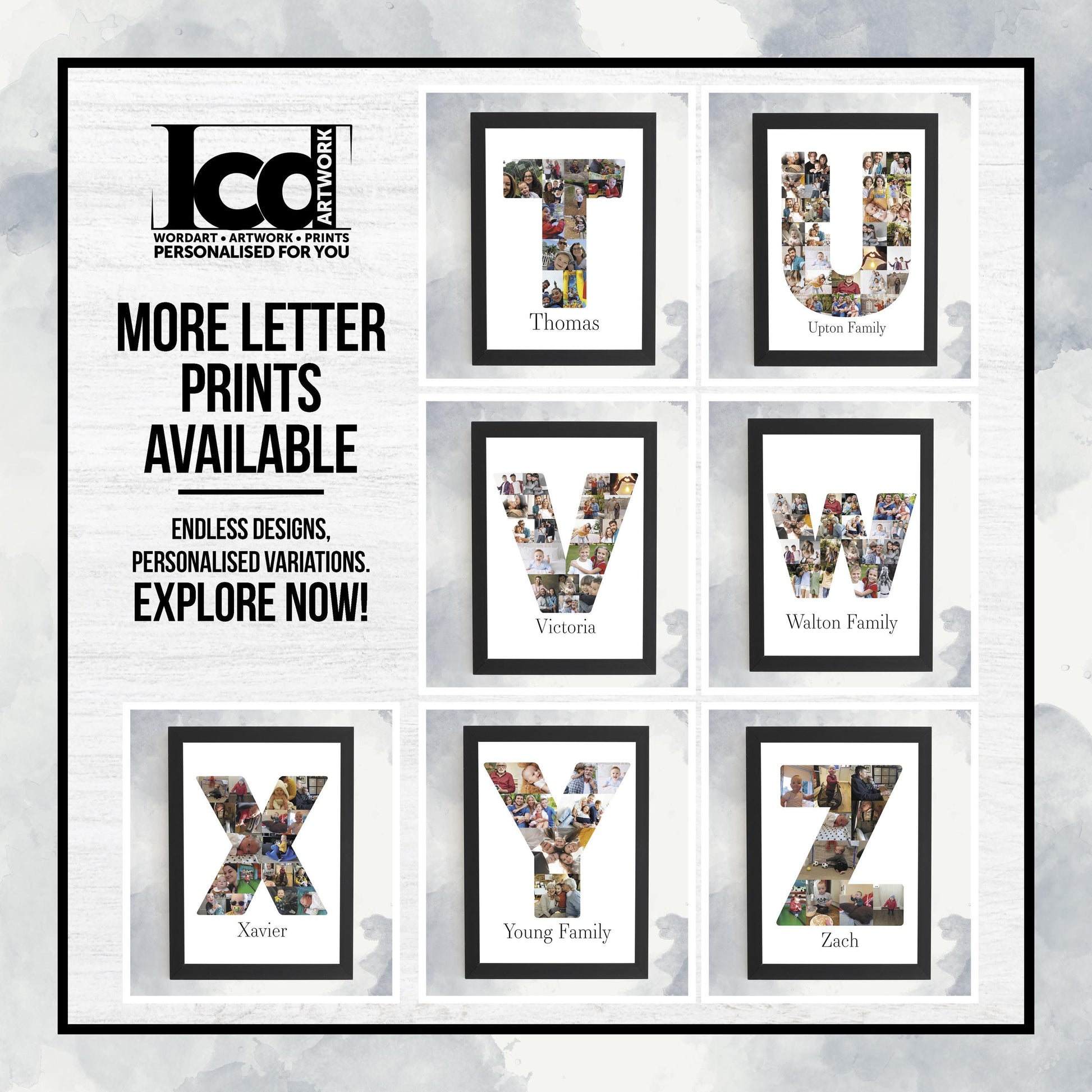 Personalised Photo Collage Wall Art Print Framed