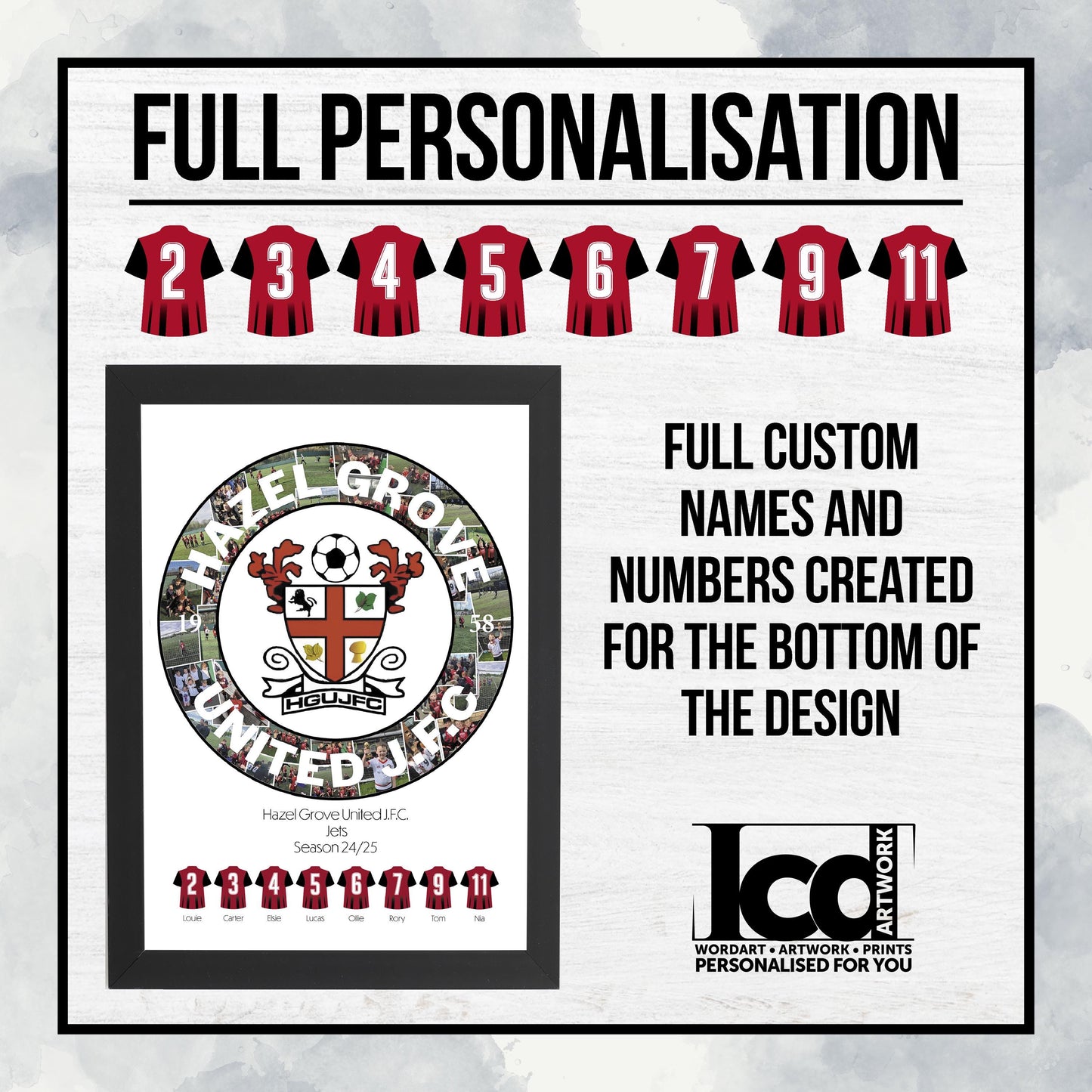 Personalised Football Team Photo Collage Print, Custom Photo Collage Club Badge, End of Season Gift for Players, Coaches & Parents