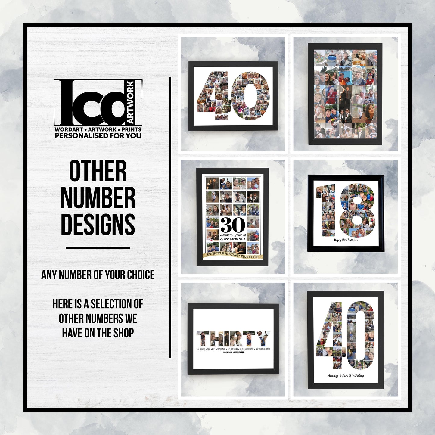 Personalised Photo Collage Wall Art Print Framed