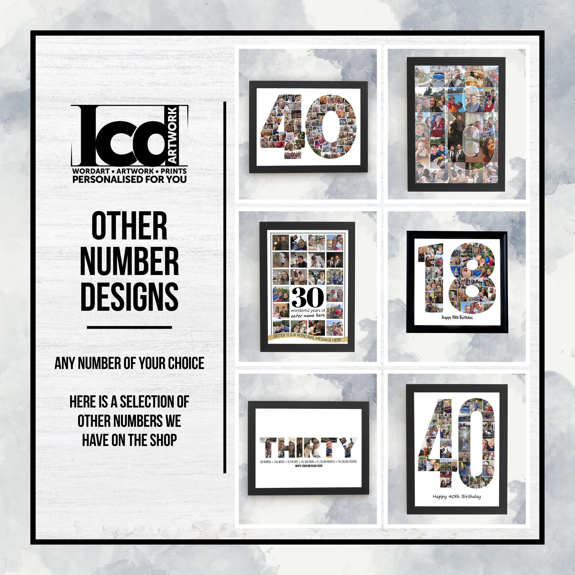 Personalised Photo Collage Wall Art Print Framed