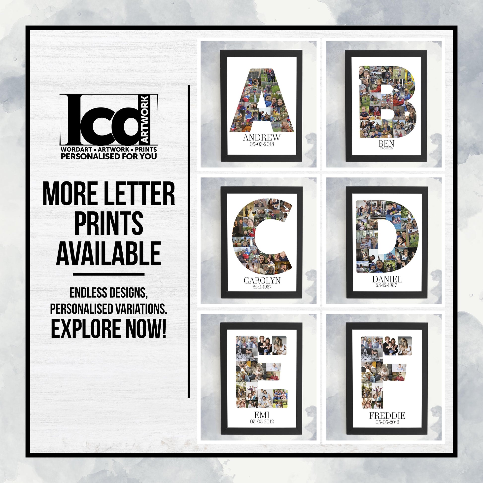 Personalised Photo Collage Wall Art Print Framed