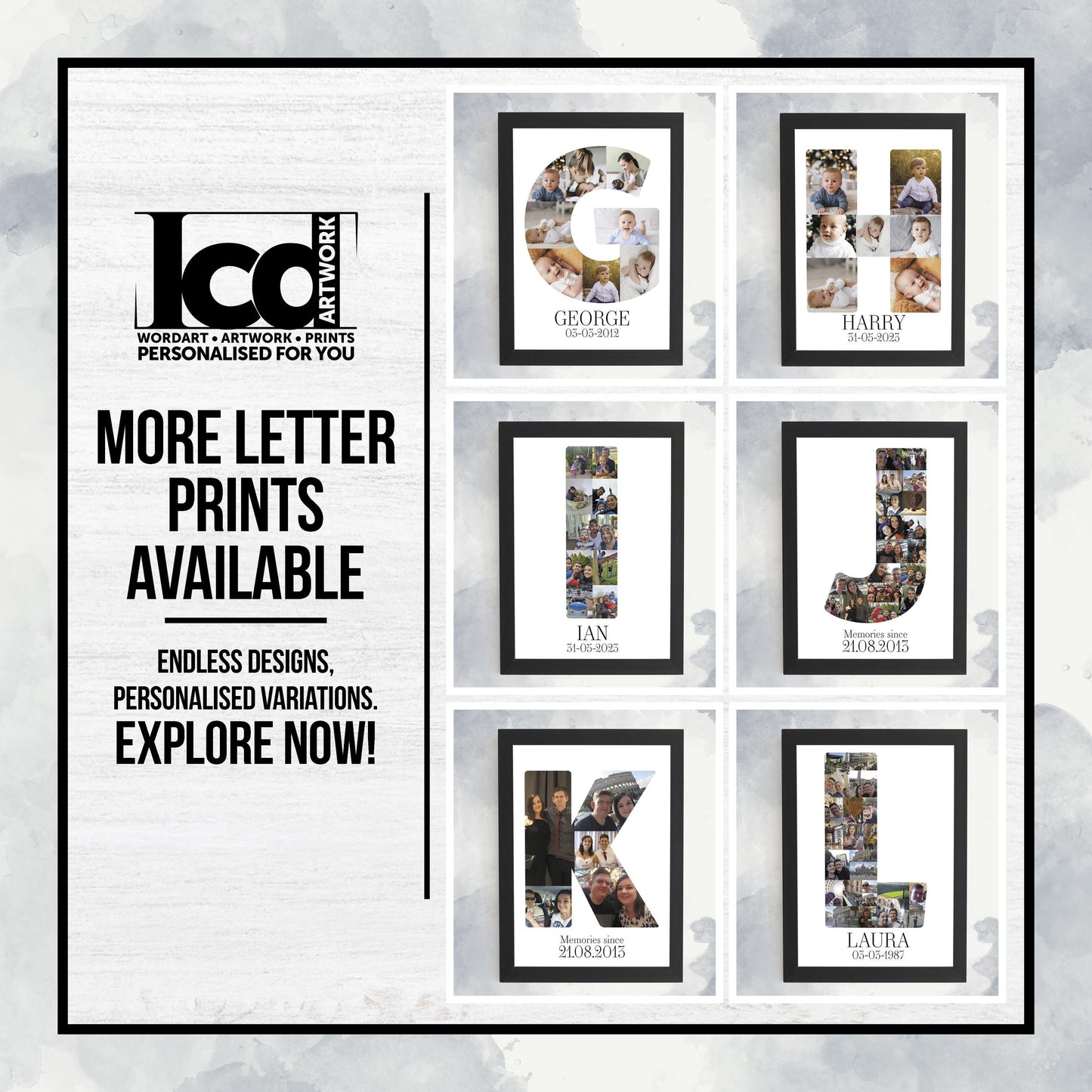 Personalised Photo Collage Wall Art Print Framed