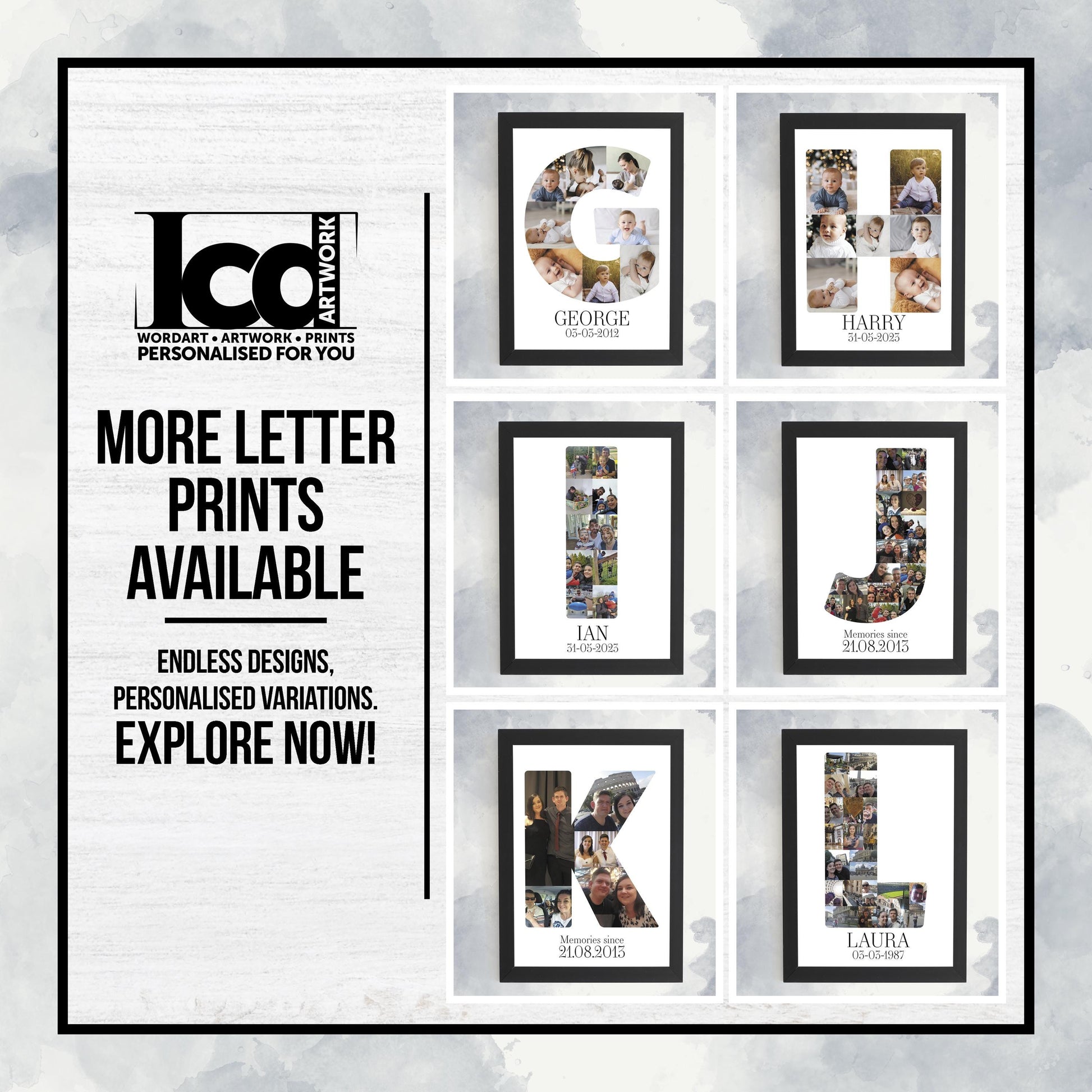 Personalised Photo Collage Wall Art Print Framed