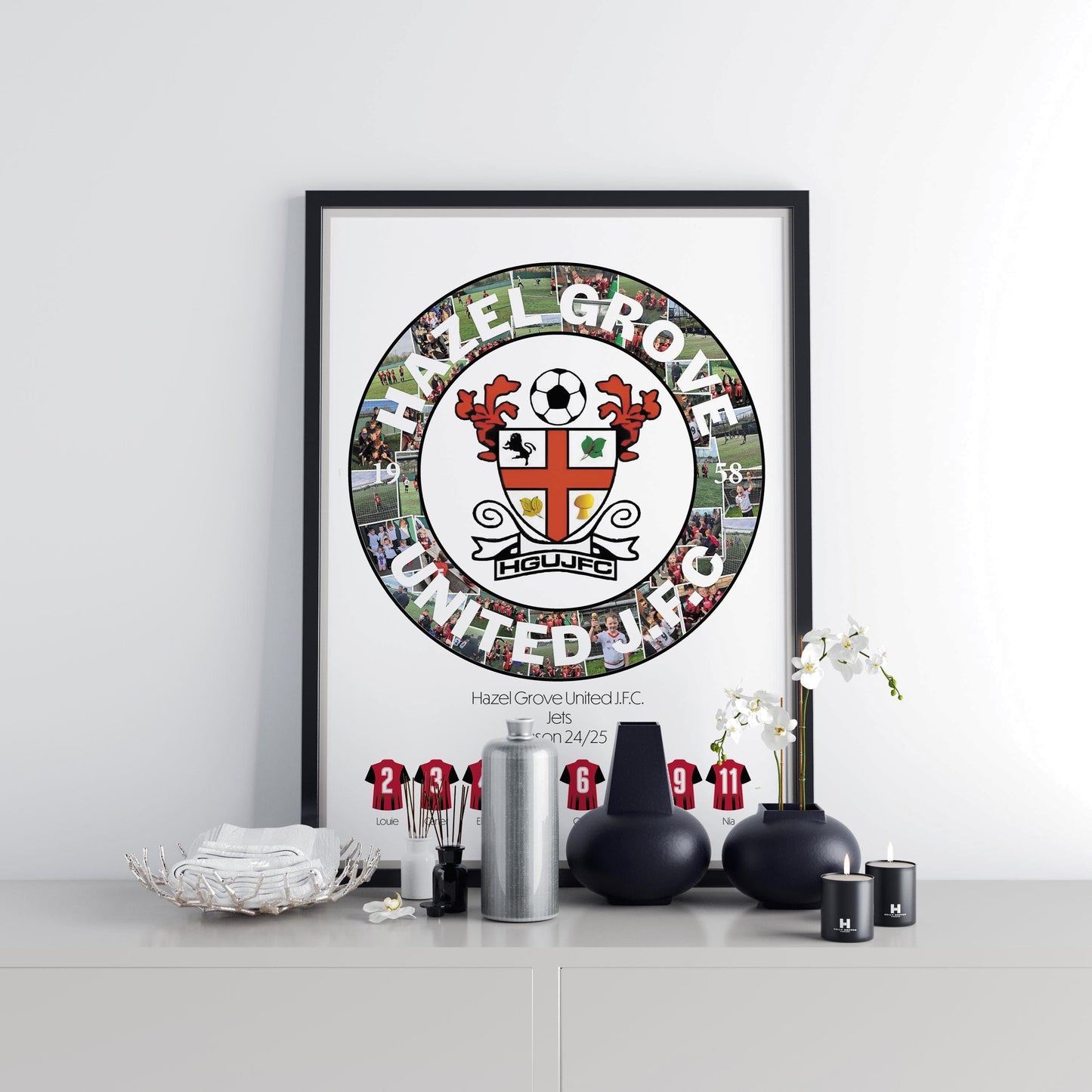 Personalised Football Team Photo Collage Print, Custom Photo Collage Club Badge, End of Season Gift for Players, Coaches & Parents