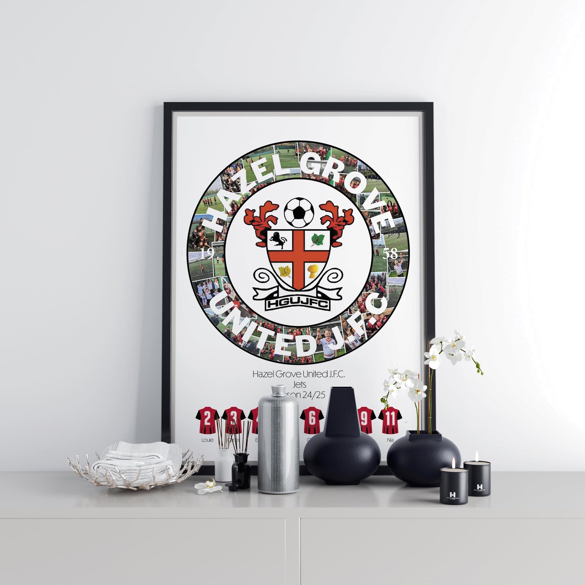 Personalised Football Team Photo Collage Print, Custom Photo Collage Club Badge, End of Season Gift for Players, Coaches & Parents