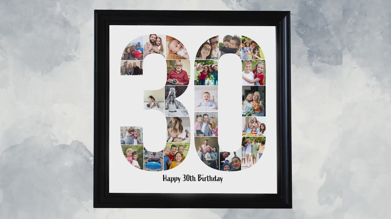 Personalised 30th Birthday Photo Collage - Personalised Number Image Montage - Family Gift Ideas - Anniversary Gift - Birthday Gift