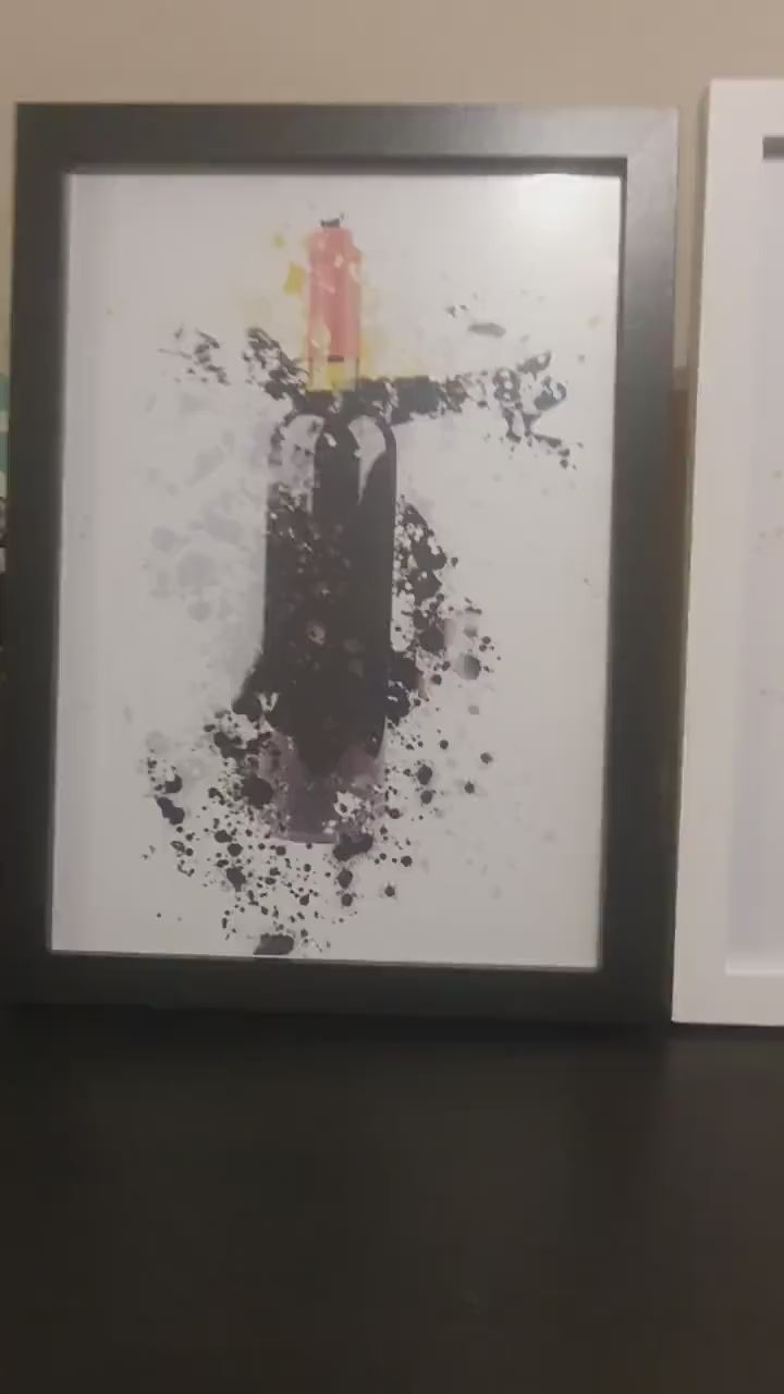 Beer Bottle Artwork, Splatter Effect, Framed Prints, Alcohol, Abstract Digital Art, For Dining Room, Kitchen, Man Cave, Home Bar.