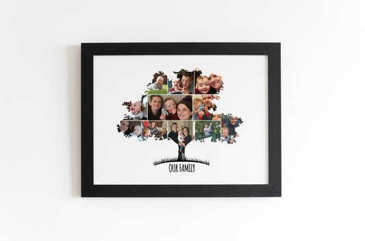 Family Tree Art Print - Personalised Photo Collage, Custom Picture Montage, Family Print Gift, Artwork, Memory Tree Décor