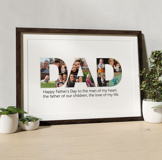 Framed Dad Photo Collage, Word Photo Print, Home Décor For The Family, Photo Memories, Gifts for Dad, Christmas Gifts