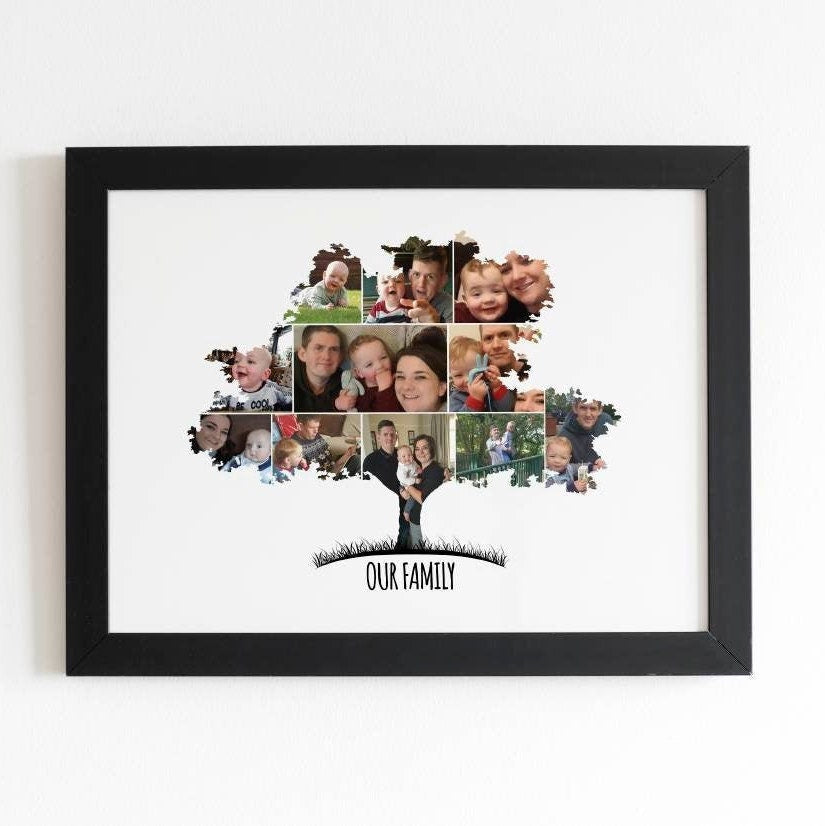 Family Tree Art Print - Personalised Photo Collage, Custom Picture Montage, Family Print Gift, Artwork, Memory Tree Décor
