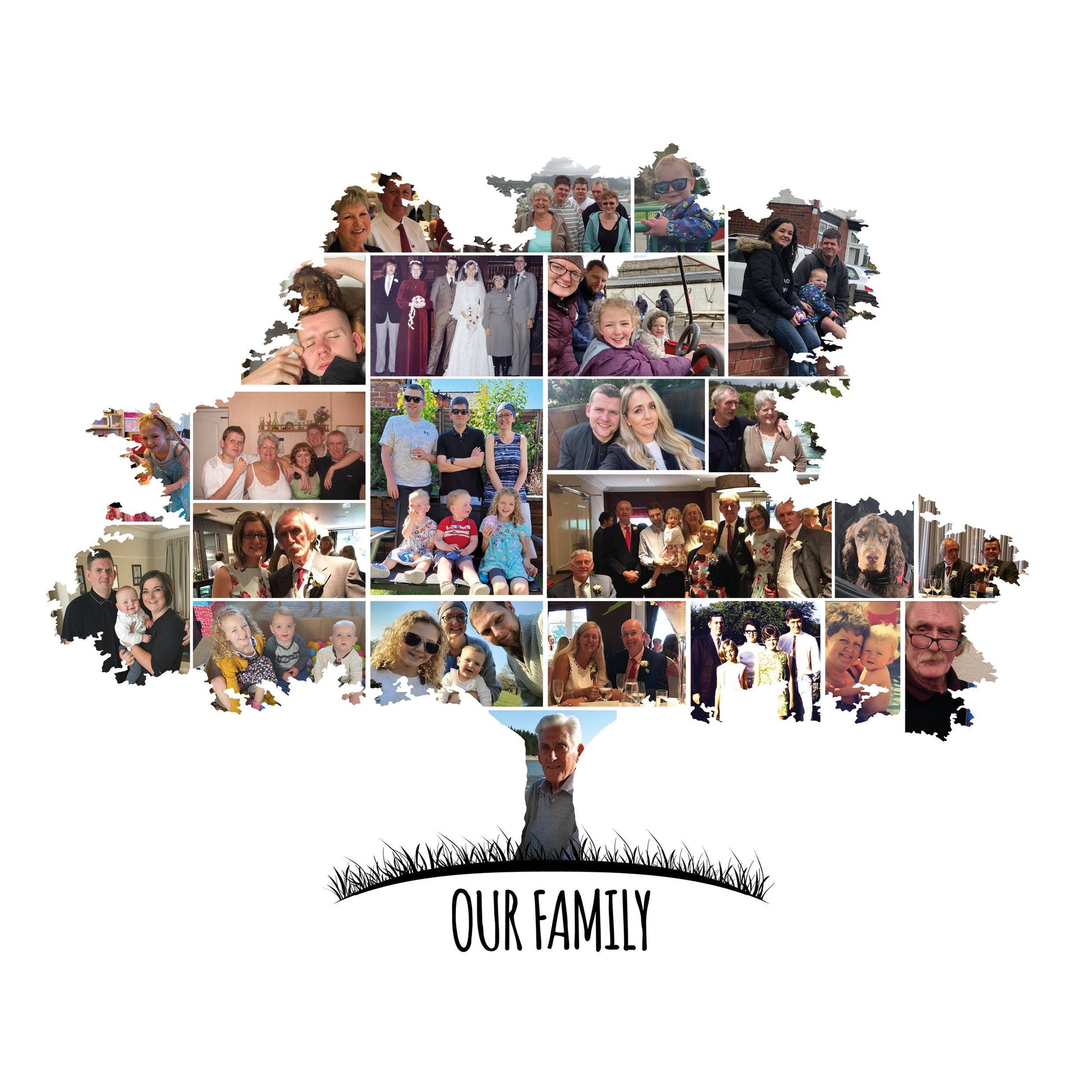 Family Tree Art Print - Personalised Photo Collage, Custom Picture Montage, Family Print Gift, Artwork, Memory Tree Décor