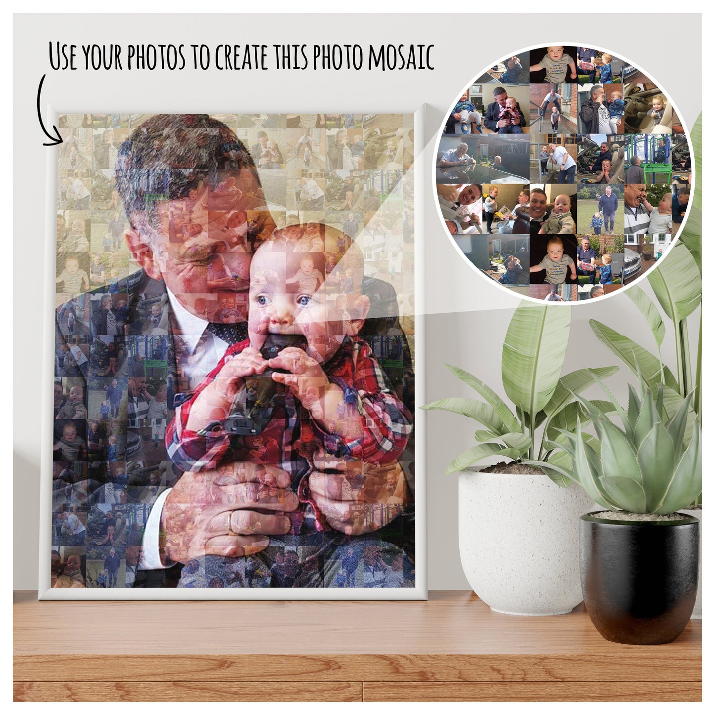 Personalised Mosaic Style Photo Collage, Photo Mosaic Framed Print